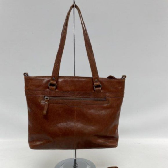 Spikes and Sparrows Women's Brown Leather Shoulder Tote Bag w/ Removeable Strap - Picture 7 of 7
